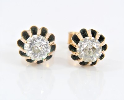 Lot 76 - Pair of antique diamond single stone earrings, each with an old cut diamond estimated to weigh approximately 0.25cts, in gold setting