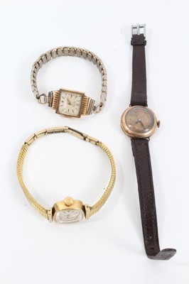 Lot 83 - Three vintage ladies gold wristwatches
