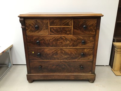 Lot 1 - Victorian mahogany chest of four short and three long graduated drawers, 126cm wide x 55.5cm deep x 123.5cm high