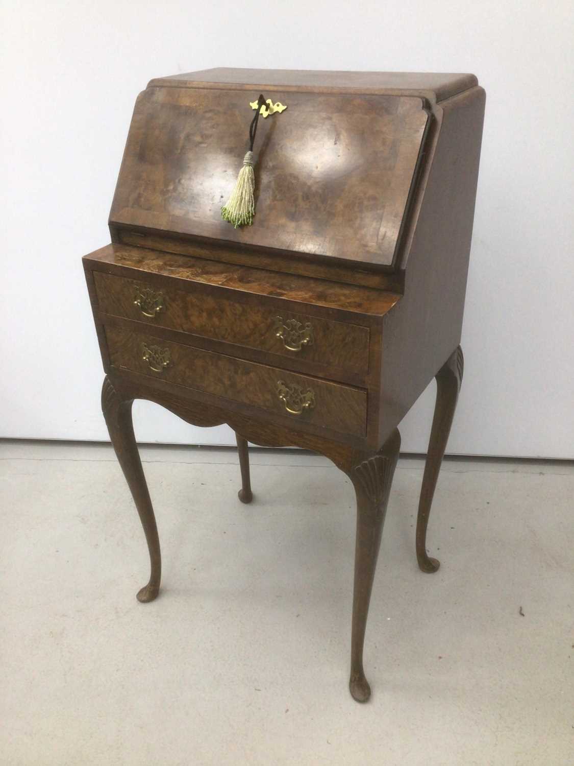 Lot 14 - Good quality Georgian style ladies bureau with two drawers below on cabriole legs, 51cm wide x 38cm deep x 99cm high