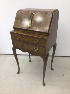 Lot 14 - Good quality Georgian style ladies bureau with two drawers below on cabriole legs, 51cm wide x 38cm deep x 99cm high