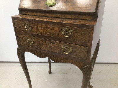 Lot 14 - Good quality Georgian style ladies bureau with two drawers below on cabriole legs, 51cm wide x 38cm deep x 99cm high