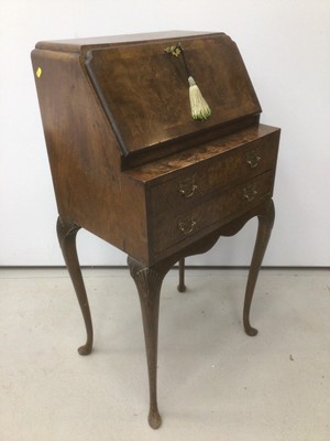 Lot 14 - Good quality Georgian style ladies bureau with two drawers below on cabriole legs, 51cm wide x 38cm deep x 99cm high