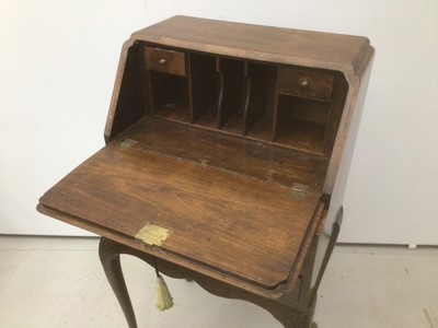 Lot 14 - Good quality Georgian style ladies bureau with two drawers below on cabriole legs, 51cm wide x 38cm deep x 99cm high