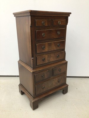 Lot 15 - Georgian style minature mahogany chest on chest, 38cm wide x 30cm deep x 77cm high