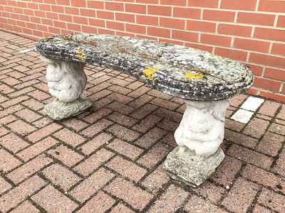 Lot 53 - Concrete garden bench with squirrel supports 111cm x 46cm