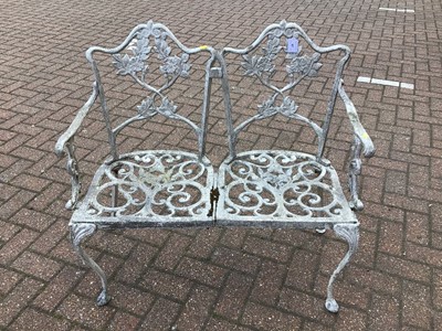 Lot 67 - Aluminium two seater garden bench 91cm wide x 84cm high with a revolving office chair