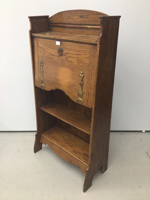 Lot 37 - Edwardian Art Nouveau oak escritoire, 65cm wide x 123cm high