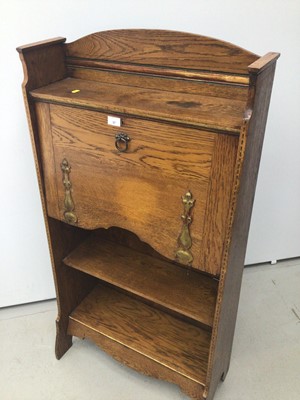 Lot 37 - Edwardian Art Nouveau oak escritoire, 65cm wide x 123cm high