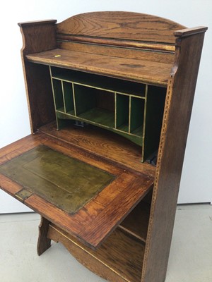 Lot 37 - Edwardian Art Nouveau oak escritoire, 65cm wide x 123cm high