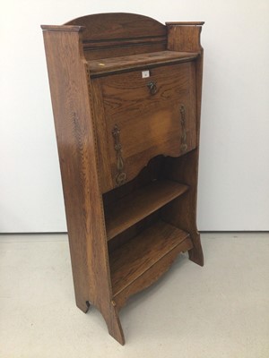 Lot 37 - Edwardian Art Nouveau oak escritoire, 65cm wide x 123cm high