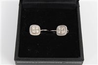 Lot 3208 - Pair white gold (18ct) diamond cluster earrings
