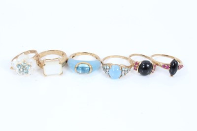 Lot 88 - Six 9ct gold gem set dress rings