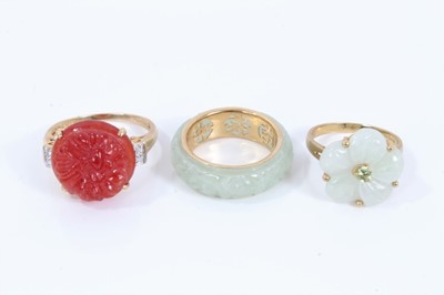 Lot 94 - 14ct gold hard stone rings