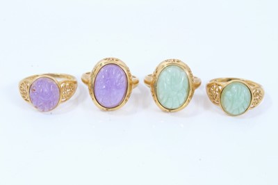 Lot 95 - Four 14ct gold hard stone rings