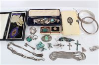 Lot 3420 - Group of silver and white metal jewellery -...