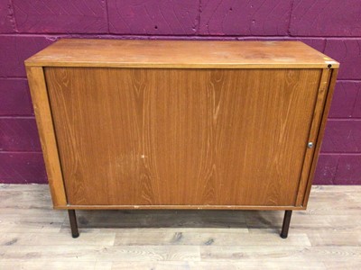 Lot 349 - Mid 20th century Danish Nipu tambour cupboard, 120cm wide, 45cm deep, 92.5cm high