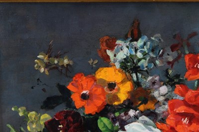 Lot 1069 - Stewart Scott Somerville (1908-1983), oil on canvas – still life of summer flowers, in gilt frame