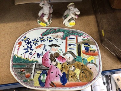 Lot 97 - 19th century Masons drainer, together with two F A Bustelli porcelain figures