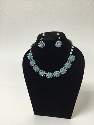 Lot 589 - Antique paste and turquoise necklace and earrings in Asprey box