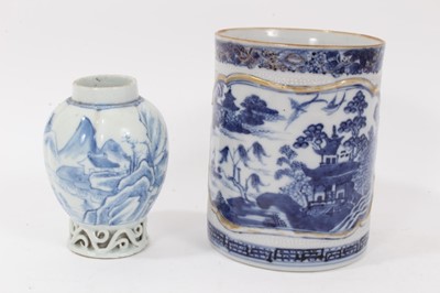 Lot 232 - 18th century Chinese tankard and 18th century Chinese blue and white tea canister