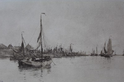 Lot 45 - William Lionel Wyllie (1851-1931) signed artist proof etching - Bruinisse, Holland, 18cm x 48cm, in glazed oak frame 
Provenance: T. Richardson & Co, Piccadilly