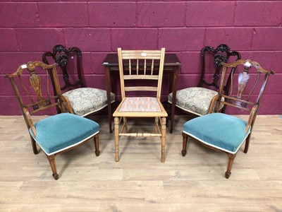 Lot 393 - Two pairs of Edwardian nursing chairs, spindle back chair and a side table (6)