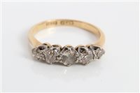 Lot 3264 - Gold (18ct) diamond five stone ring in...