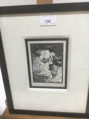 Lot 136 - Charles Thrupp Nightingale (1878-c.1939) signed woodcut - Echo, titled, signed and dated 1922 in pencil, in glazed frame p