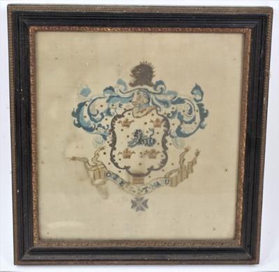 Lot 261 - 19th century embroidered armorial