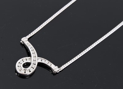 Lot 131 - 9ct white gold diamond set loop pendant necklace
