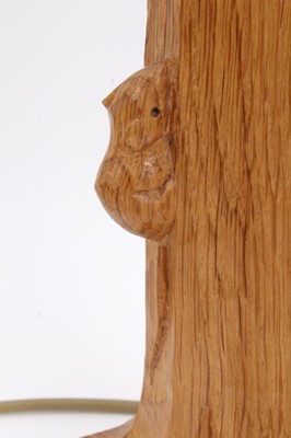 Lot 846 - Pair of Robert 'Mouseman' Thompson carved oak table lamps
