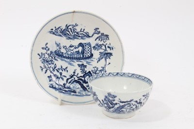 Lot 219 - Lowestoft tea bowl and saucer, c.1790, printed with the rare Dromedary pattern