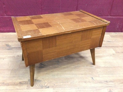 Lot 407 - Mid 20th century teak sewing box with contents