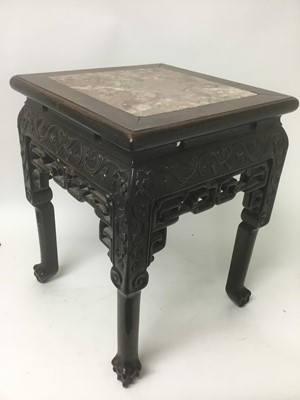 Lot 1464 - Good quality Chinese hardwood stand with marble top