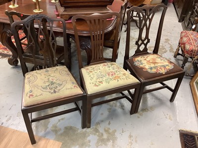 Lot 941 - George III mahogany elbow chair, together with three various Georgian mahogany dining chairs.
