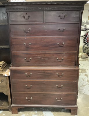 Lot 1532 - George III mahogany chest on chest