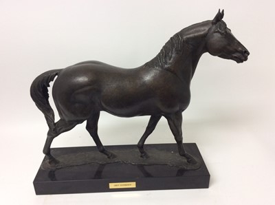 Lot 915 - Bernard Winskill (d. 1980) very large bronze figure titled 'Grey Sovereign', signed, approximately 58cm long, on black marble plinth