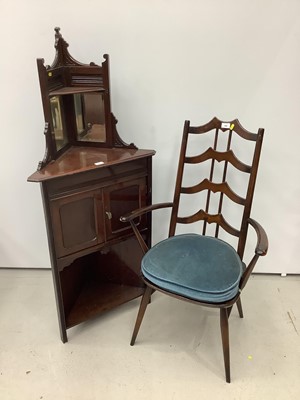 Lot 157 - Unusual ercol ladder back elbow chair and an Edwardian corner cupboard