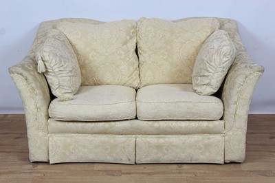 Lot 161 - Traditional style two seater settee with cream upholstery