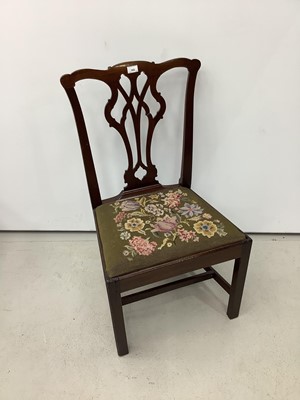 Lot 165 - 19th century mahogany dining chair with pierced splat back and drop in tapestry seat