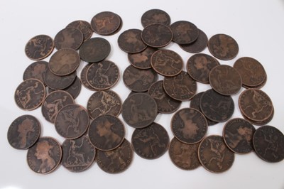 Lot 496 - G.B. Mixed Victoria YH Bronze coinage in better than average condition to include Pennies x 49, Halfpennies x 13 and Farthings x 13 (total 75 coins)
