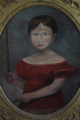 Lot 34 - English School, early 19th century, oval oil on canvas - portrait of a child, 56cm x 46cm, in good gilt frame