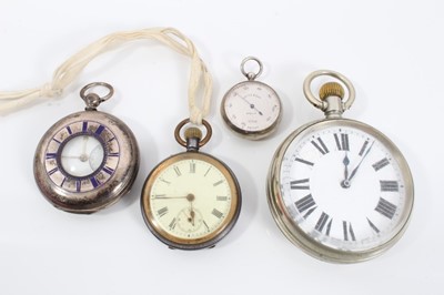 Lot 144 - Victorian silver cased half hunter pocket watch, two other pocket watches and Yeates & Son pocket gauge