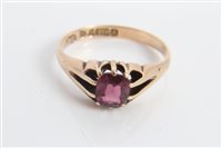 Lot 3218 - Late Victorian gold (9ct) garnet ring, Chester...