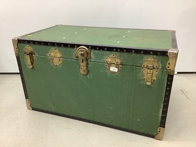 Lot 177 - Metal bound trunk, 91cm wide x 51cm deep x 50cm high