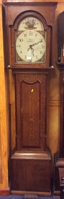 Lot 718 - Late 18th/early 19th century longcase clock with 30 hour movement, 12inch painted break arch dial
