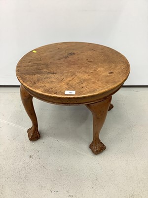 Lot 189 - Hardwood circular coffee table on cabriole legs with claw and ball feet and an oak wine table.