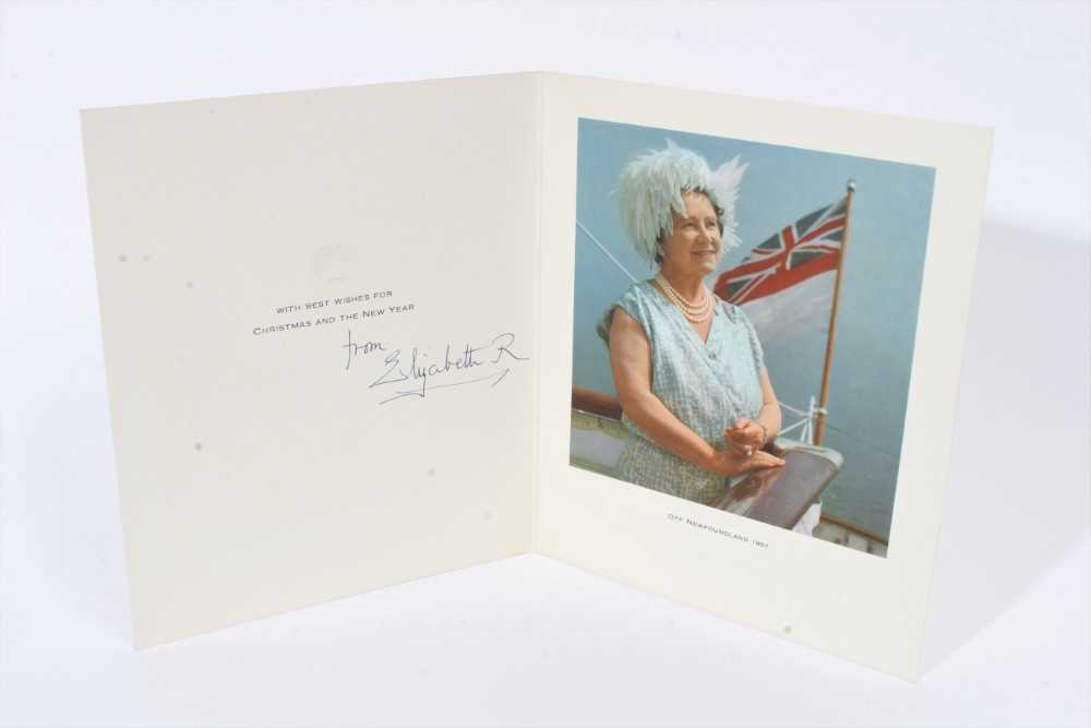Lot 82 - H.M. Queen Elizabeth The Queen Mother, signed 1967 Christmas card with photograph of Her Majesty 'Off Newfoundland1967' - sent to Reginald Wilcock The Queen Mother's Page