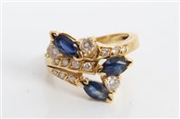 Lot 3211 - Portuguese gold (800) sapphire and diamond...